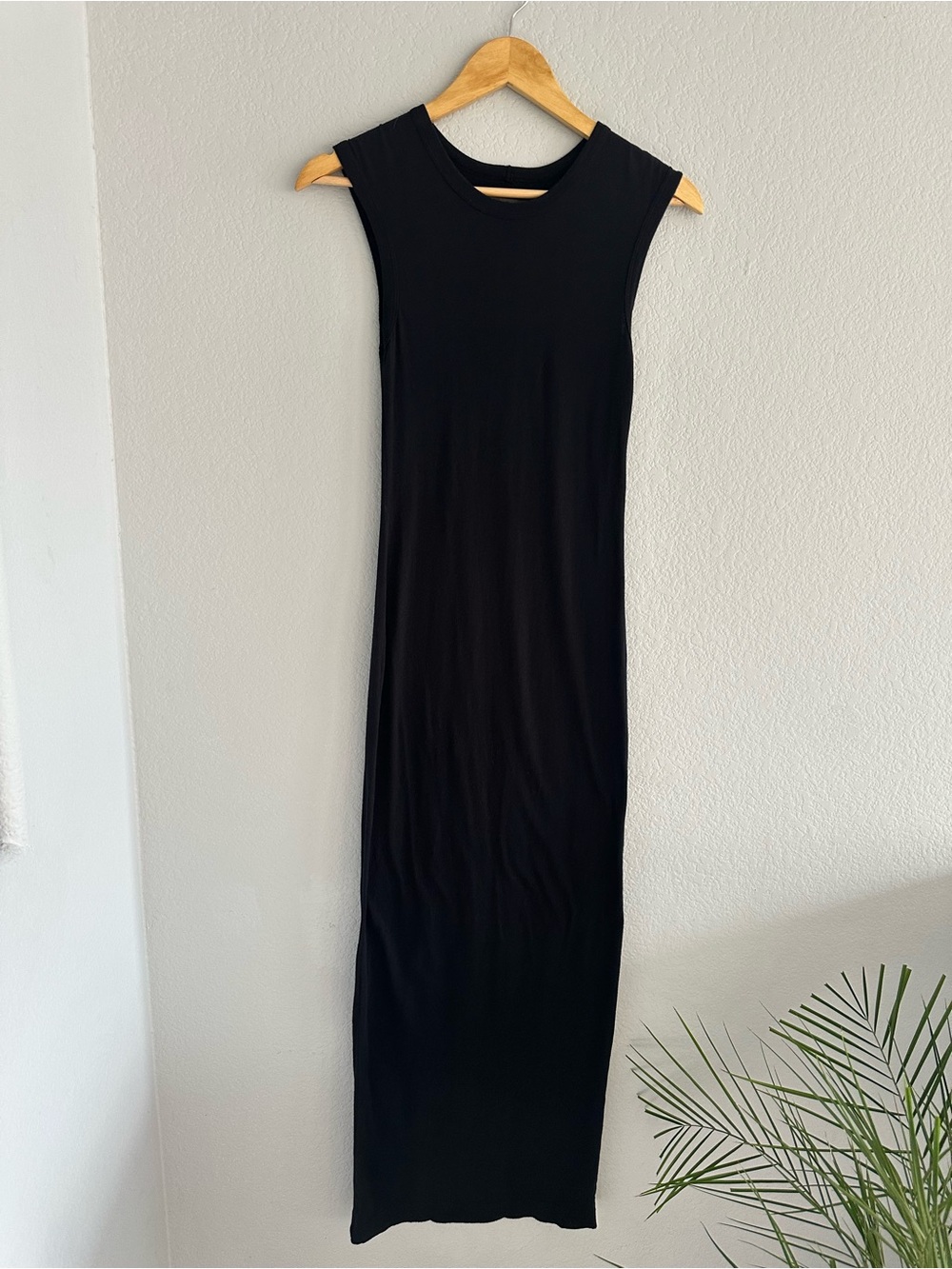 Enza Costa Black Cotton Sleeveless Maxi Column Dress XS